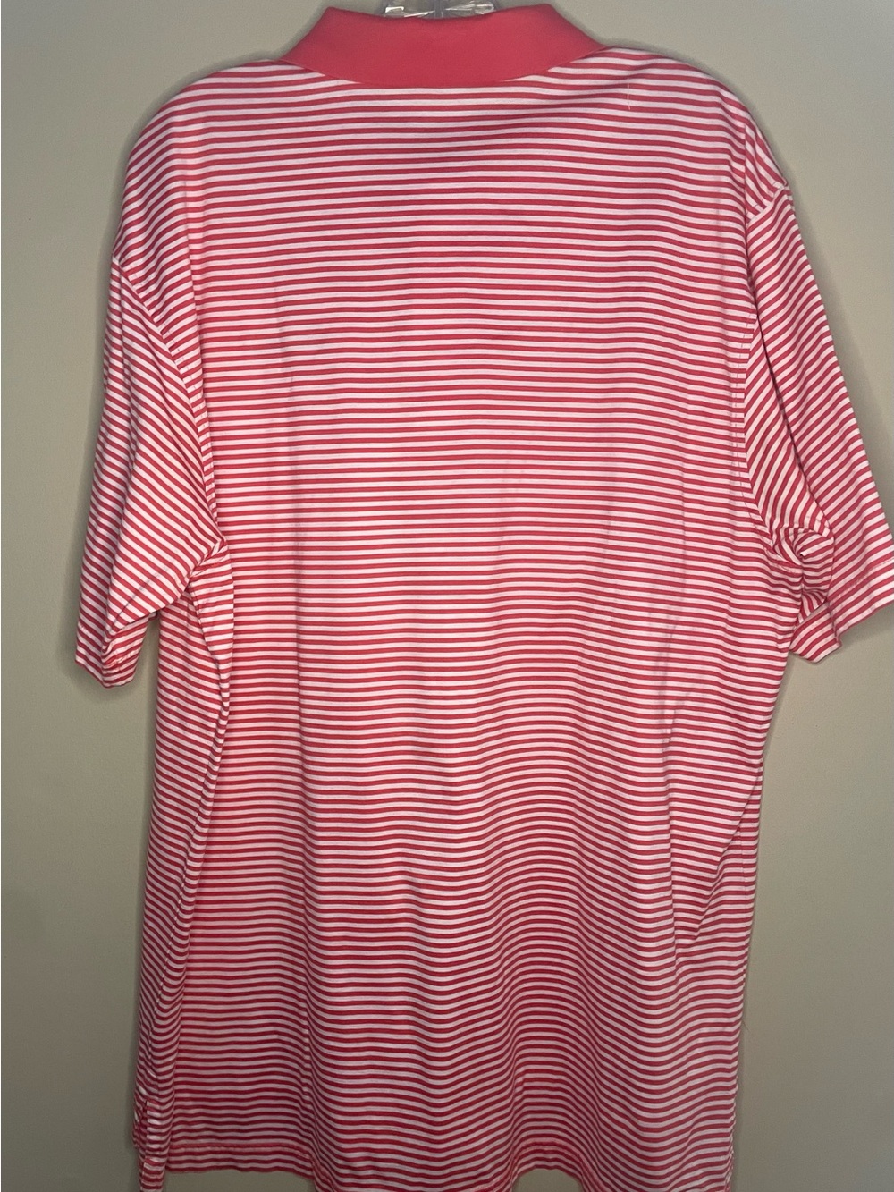 Peter Millar Sea Island Coral White Striped Performance Golf Polo Approx XXL - Picture 5 of 5